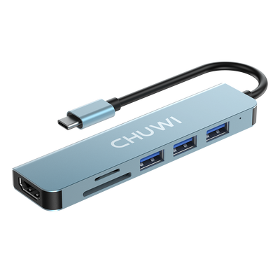 CHUWI Adaptador multipuerto HUB USB-C | Cargador USB-C a HDMI +USB3.0+USB2.0+ SD/TF