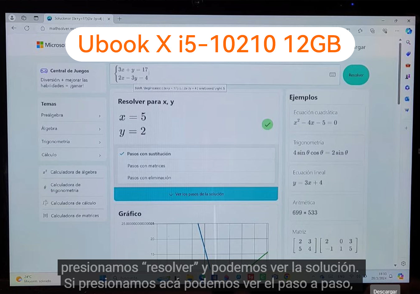 Ubook X i5-10210 12Gb: usar programas para matemáticas